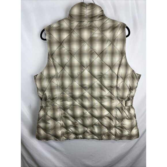 Eddie Bauer Goosedown 700 Fill Power Brown Plaid Vest Womens Size XL - Picture 6 of 10